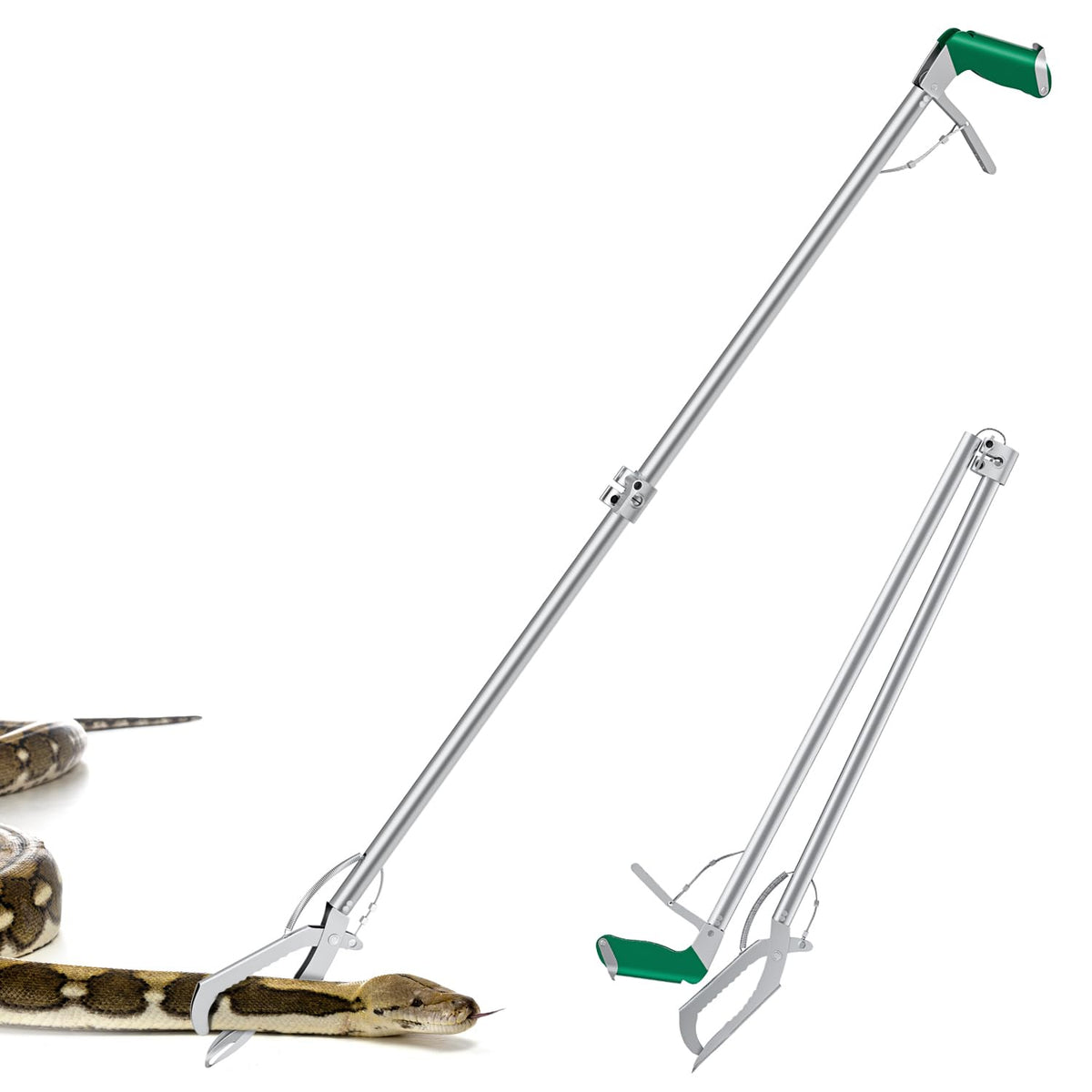 GYORGKSHI 60-inch snake tongs folded for compact transport.
