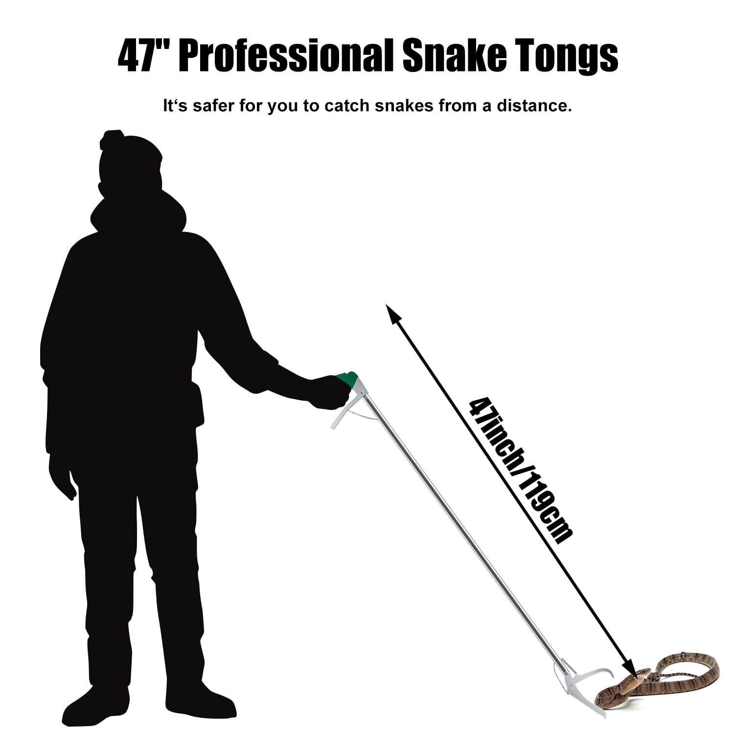 GYORGKSHI snake catcher with wide jaws for secure multi-size snakes
