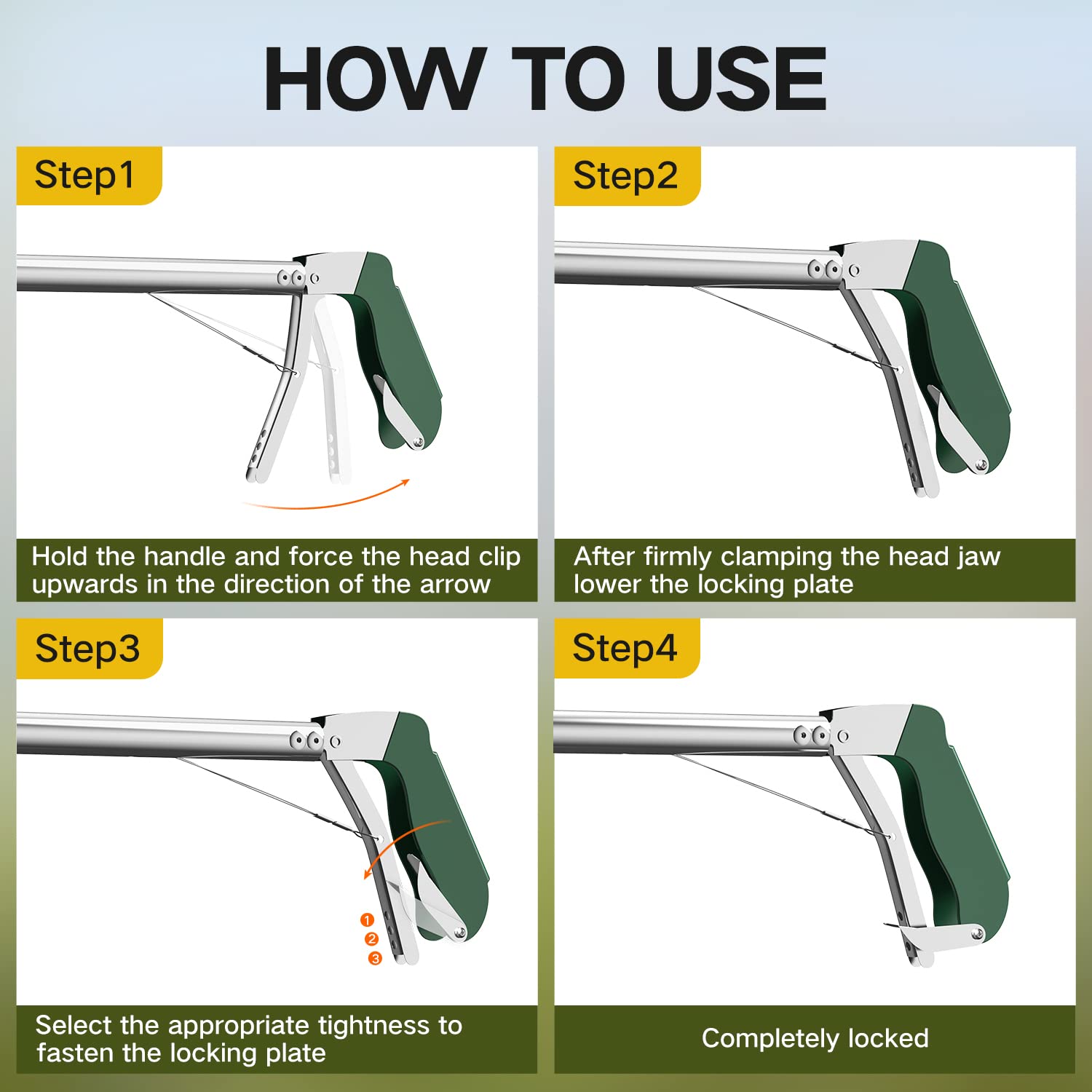 GYORGKSHI snake tongs with rubber grip for better control.