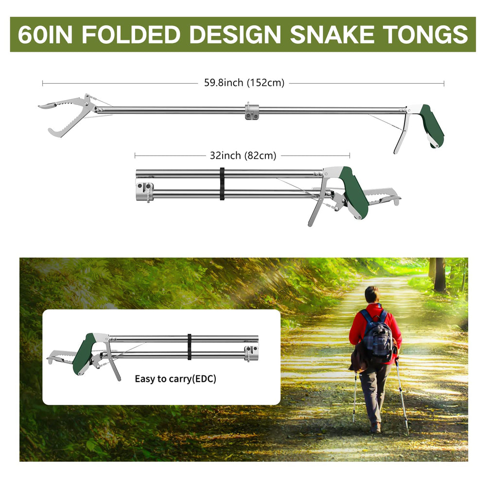 GYORGKSHI snake tongs wide jaw for secure, gentle capture.