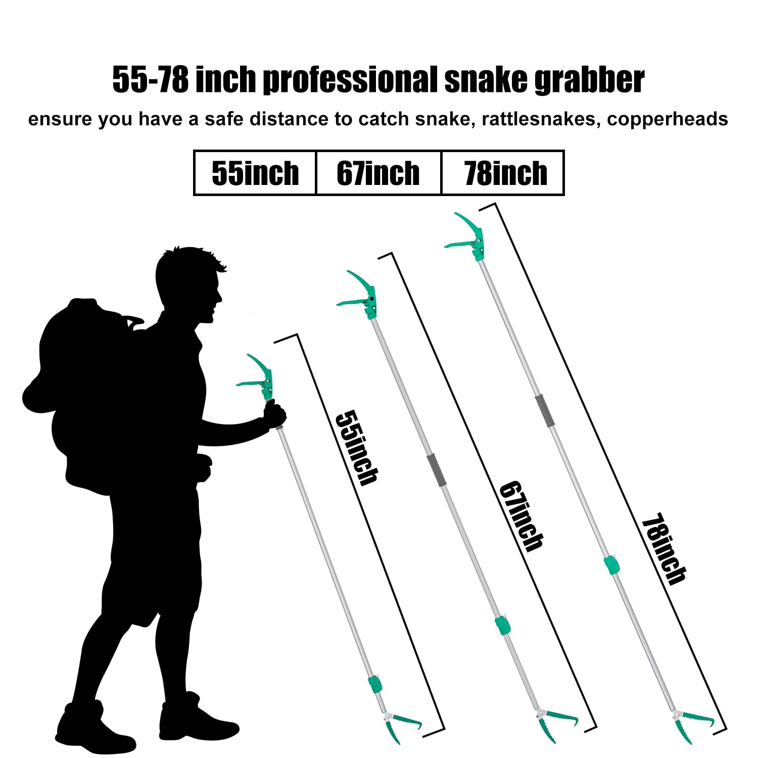 GYORGKSHI wide jaw serrated grip for secure reptile hold.