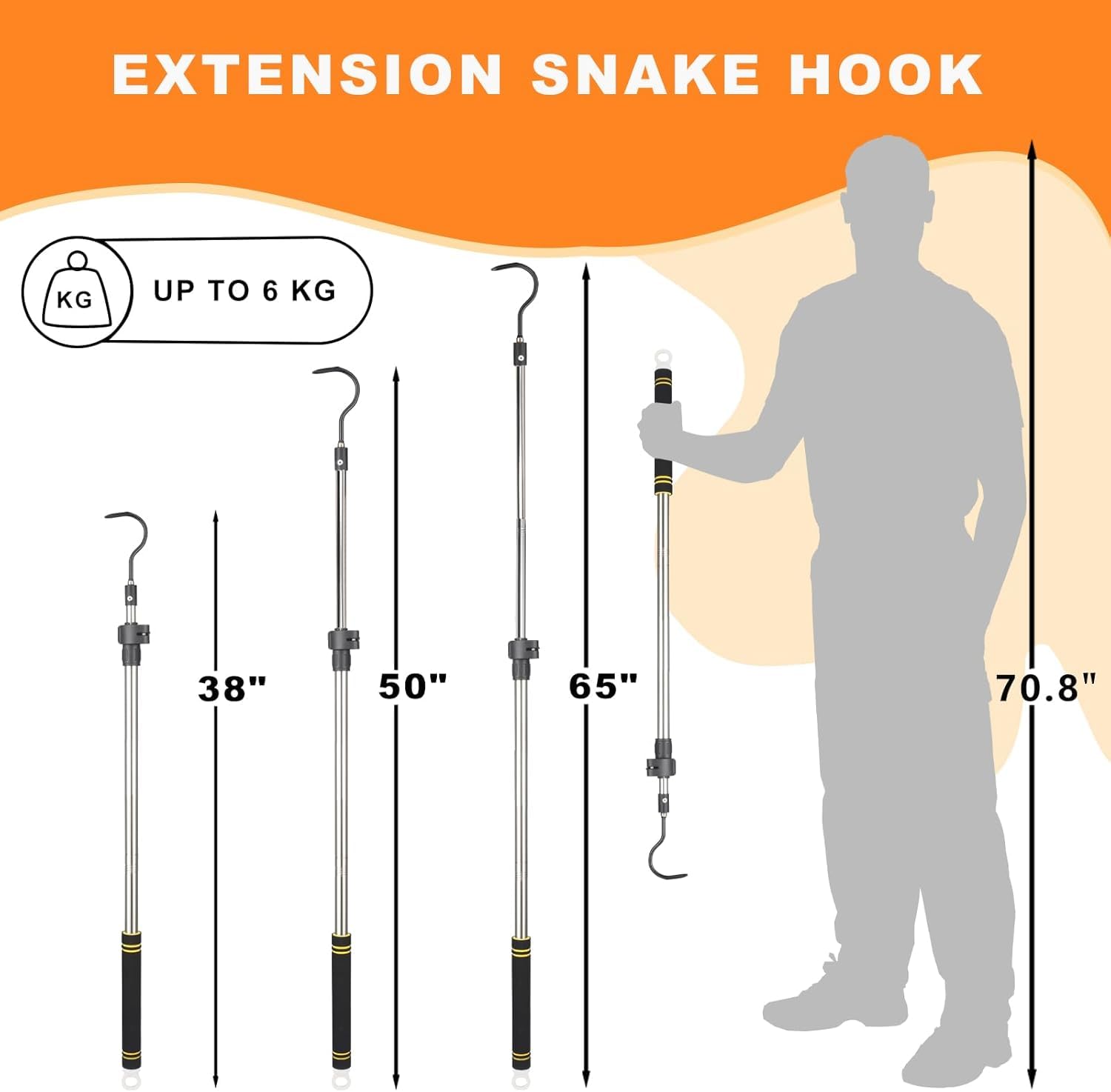 Gzlozak snake hook with non-slip foam grip in wet conditions.