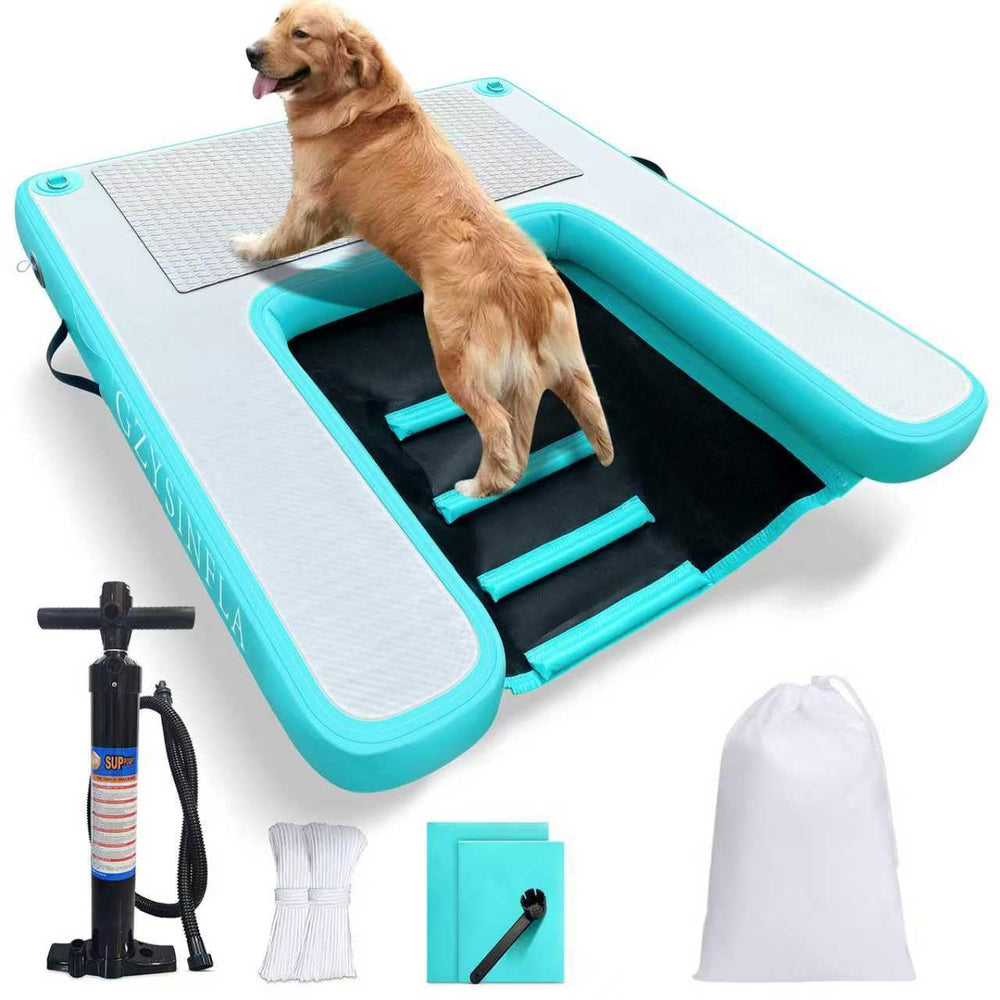GZYSINFLA inflatable dog ramp side view showing large surface for big dogs
