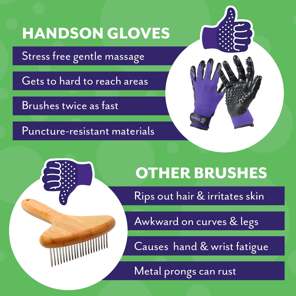 H HANDSON grooming gloves rinse clean after use.