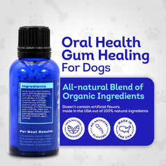 HA4E dog oral care bottle highlighting natural ingredients.