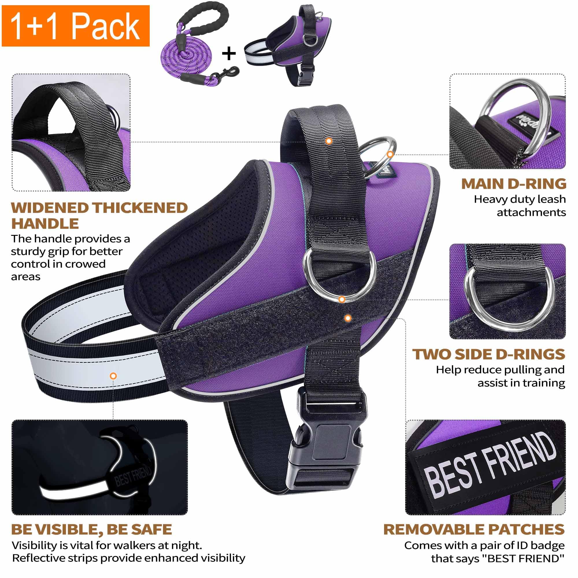 Haapaw Essential Dog Harness reflective nylon improves visibility at night