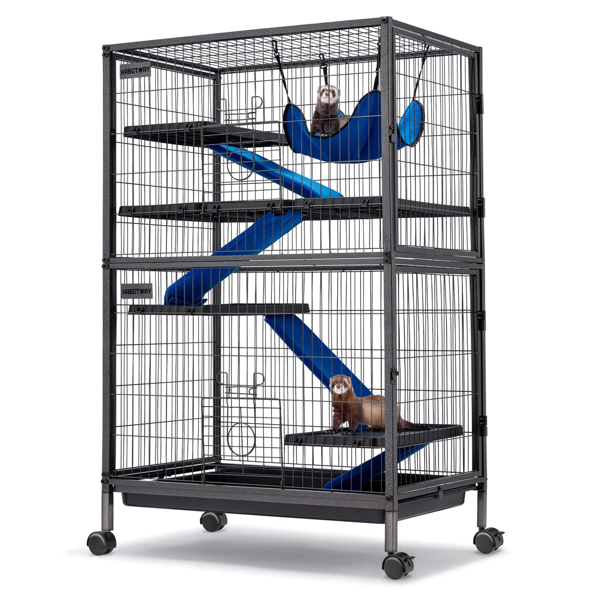HABUTWAY 50''H chinchilla cage with rolling wheels for easy relocation.