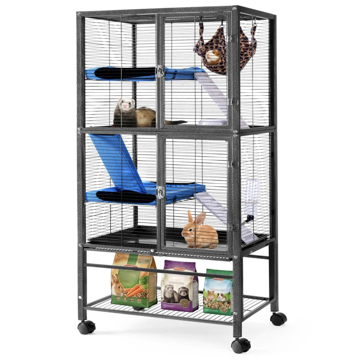 HABUTWAY 55-inch ferret cage main view highlighting tall climbing space.