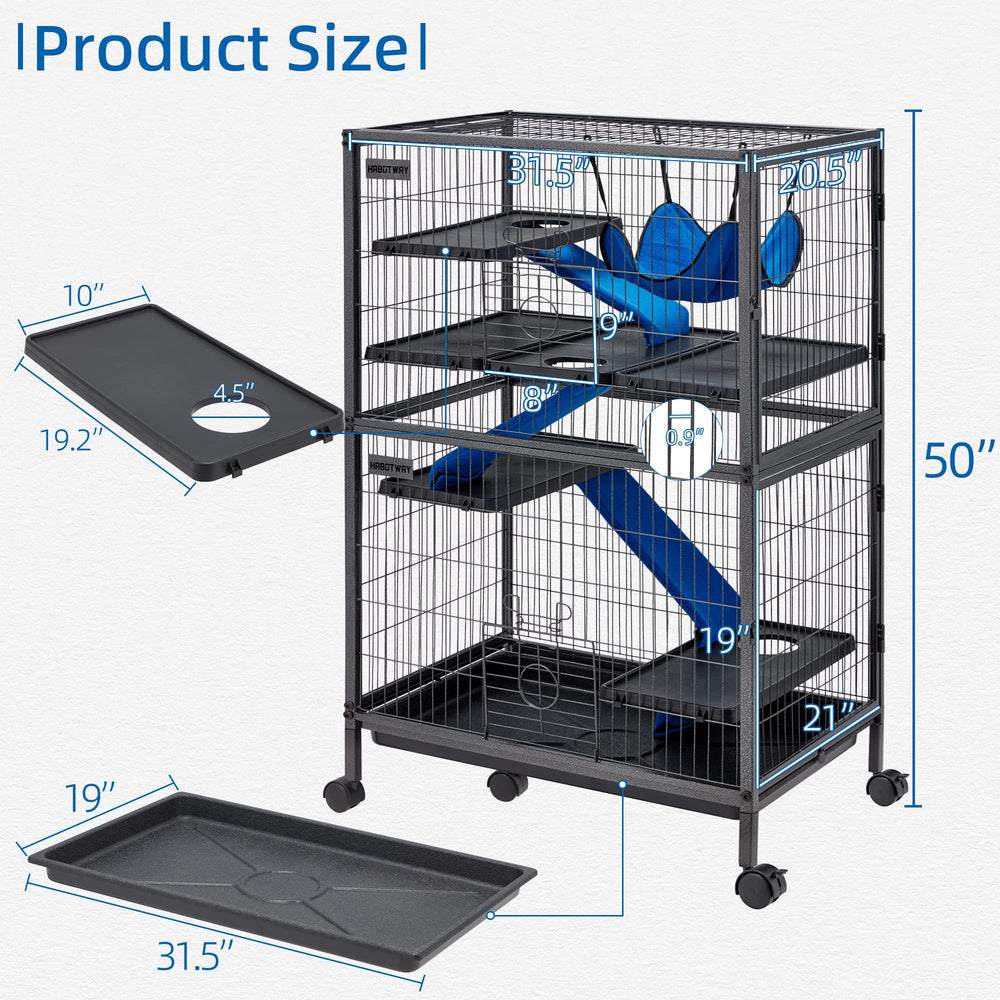 HABUTWAY ferret cage with a hammock for cozy resting spots.