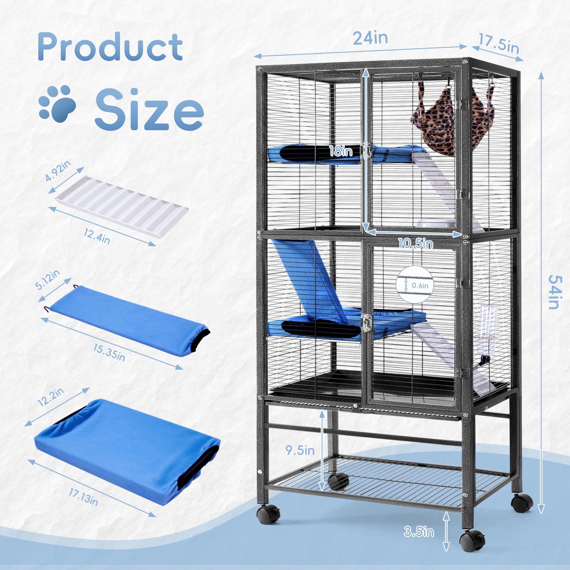 HABUTWAY ferret cage with wheels for easy relocation.