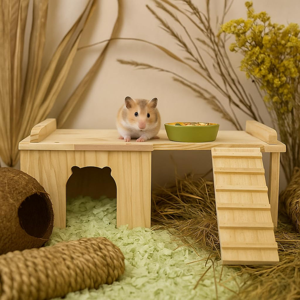 Hacaroa rabbit and small animal hideout adds secure retreat.