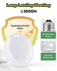 Haceryc glass filament heat lamp shows durable construction for long use.