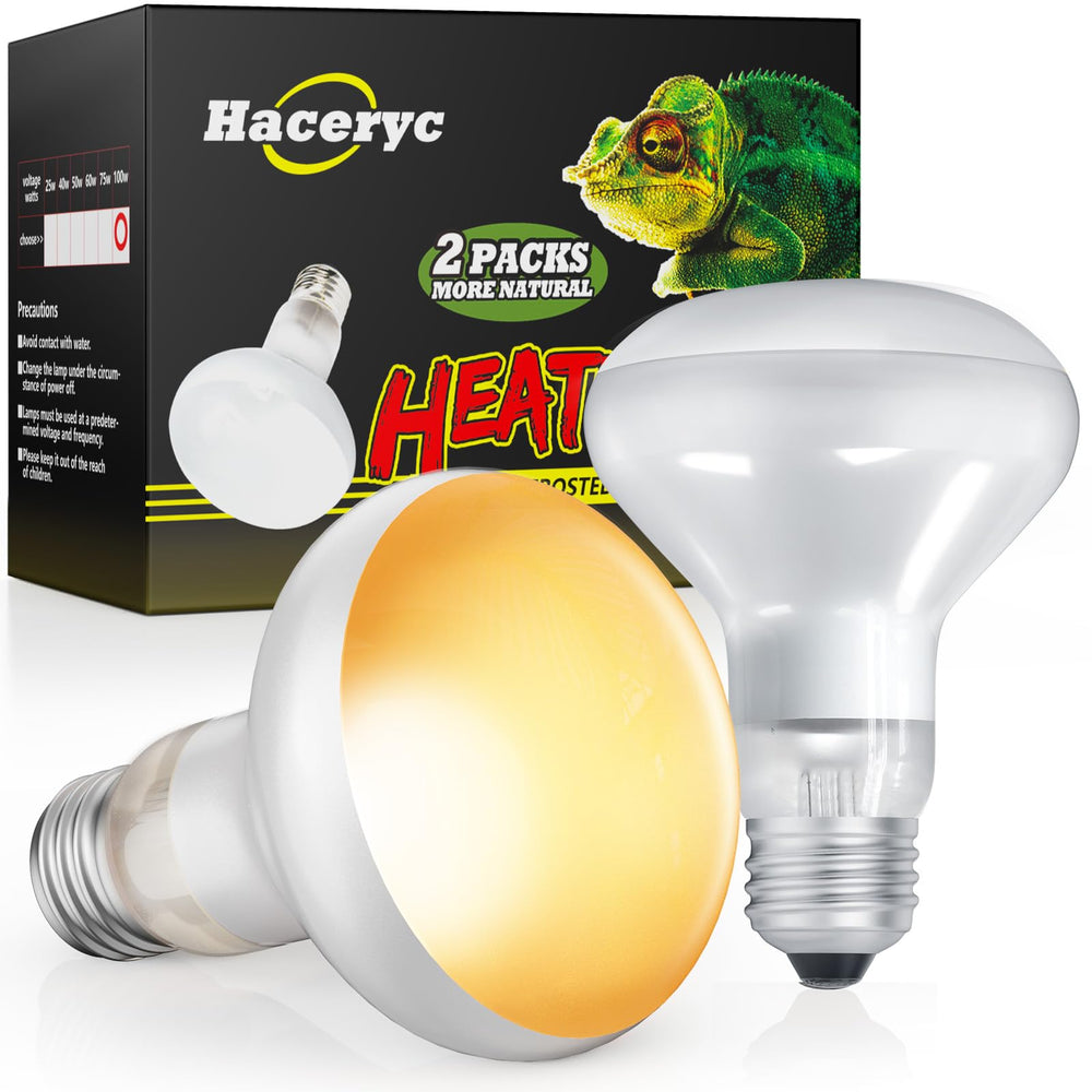 Haceryc reptile heat lamp 2-pack provides reliable basking warmth in enclosure.