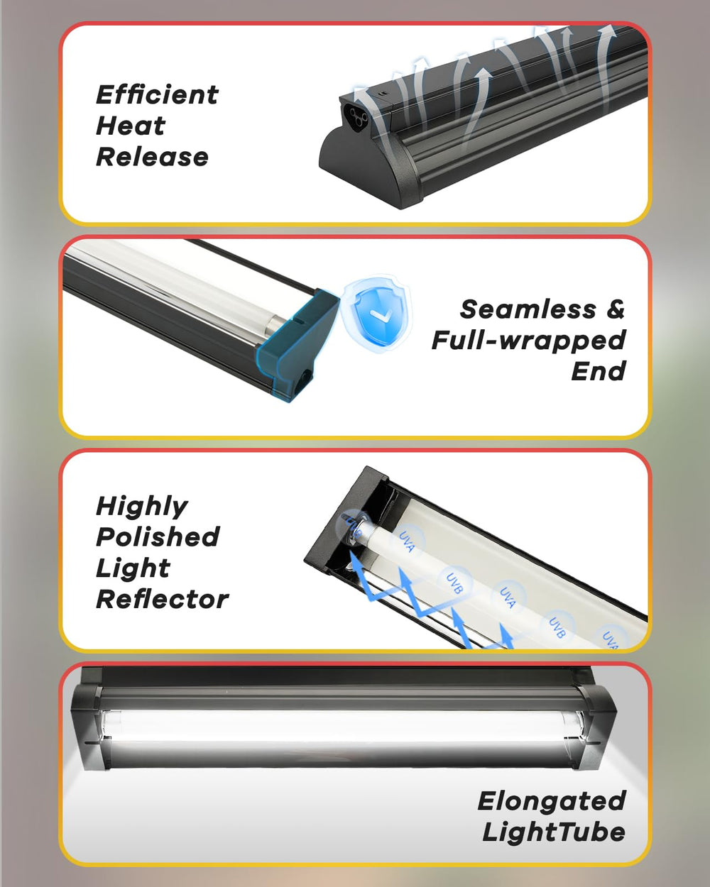 Haceryc UVB light mounted on wire mesh or wooden enclosure with screws.
