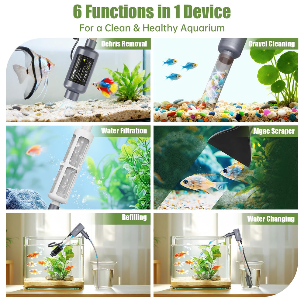HACPUT 6-in-1 smart cleaning power for aquarium care