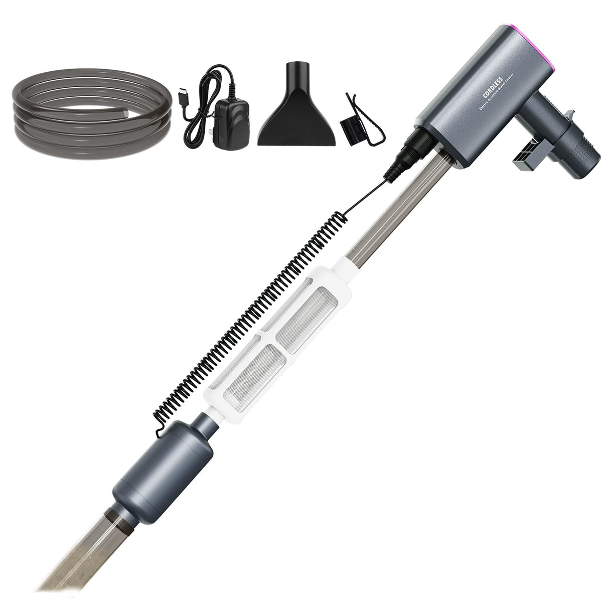 HACPUT cordless aquarium cleaner assembly for easy setup