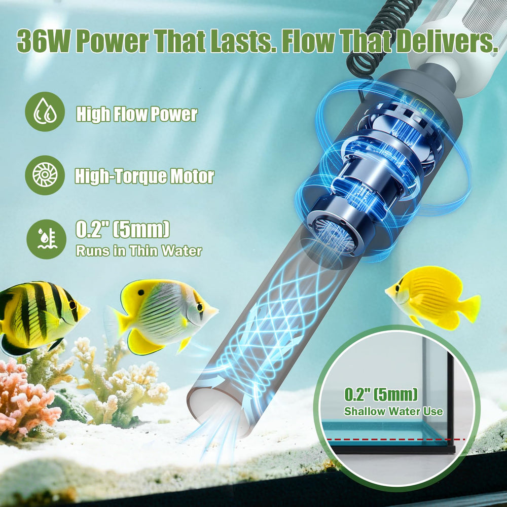 HACPUT ultra quiet fish tank cleaner in use