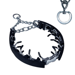 HAESINPA prong training collar with rotating ring for secure control during walks.