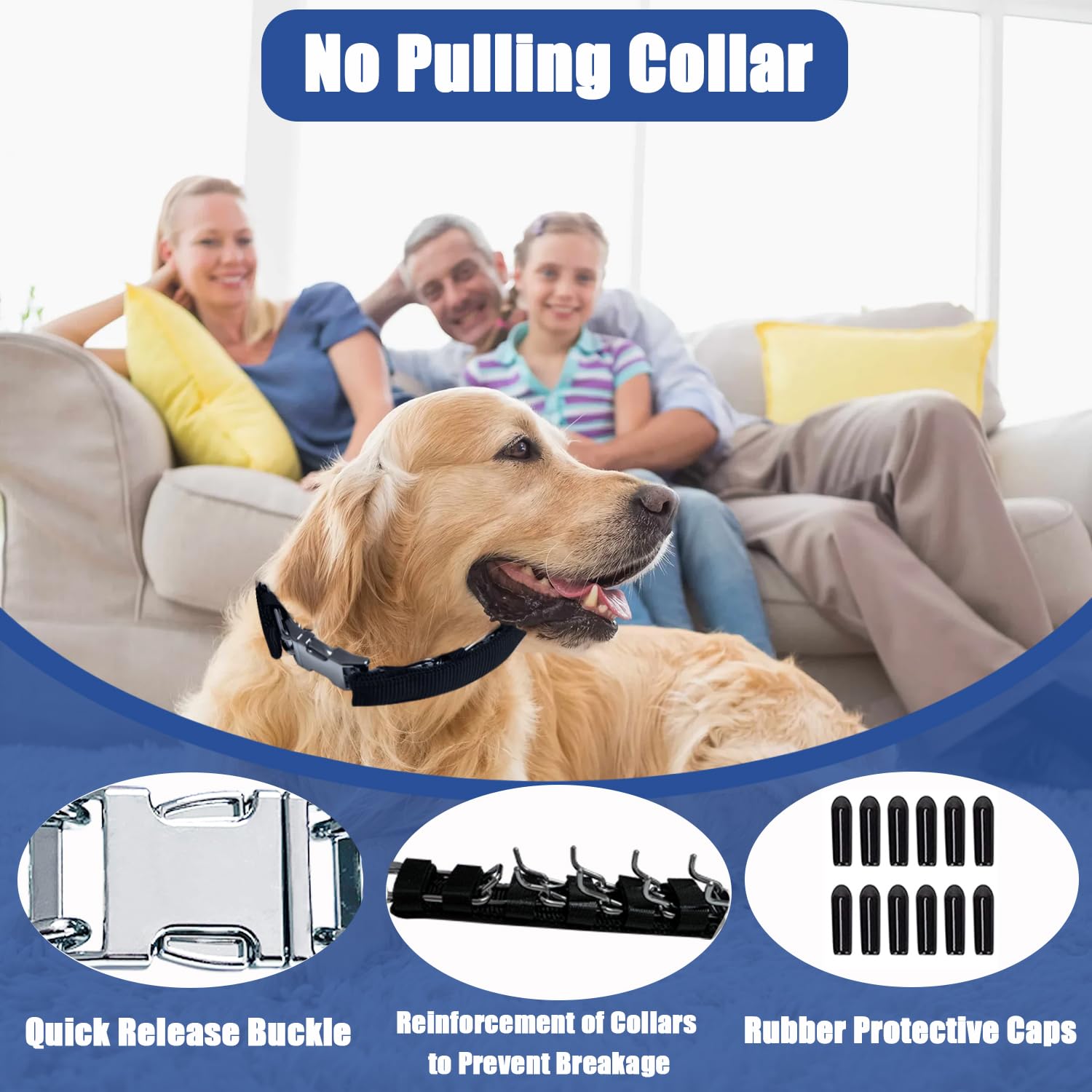 HAESINPA prong collar soft rubber caps cushion contact for gentle acclimation.