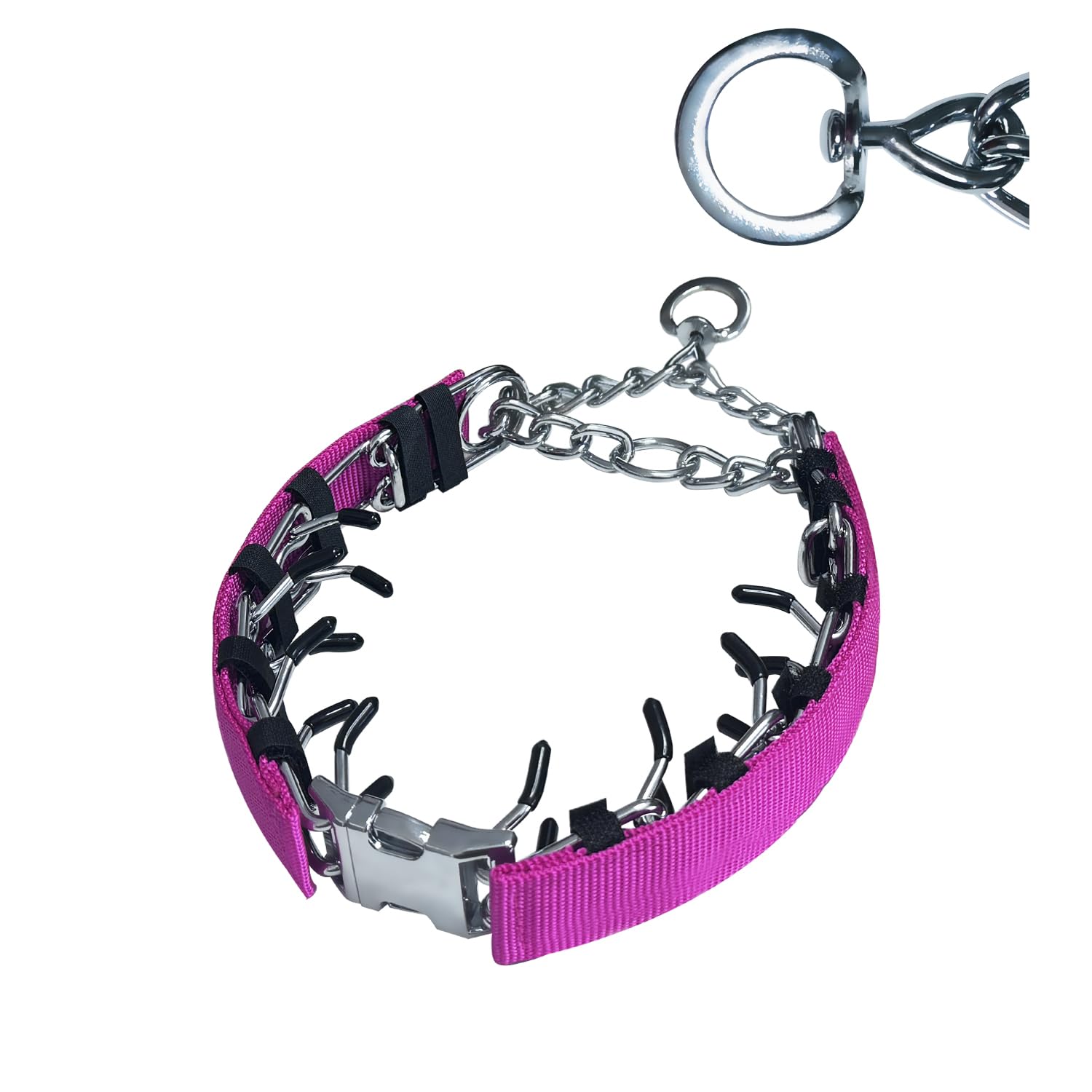 HAESINPA prong training collar with quick-release buckle for easy, secure wear.