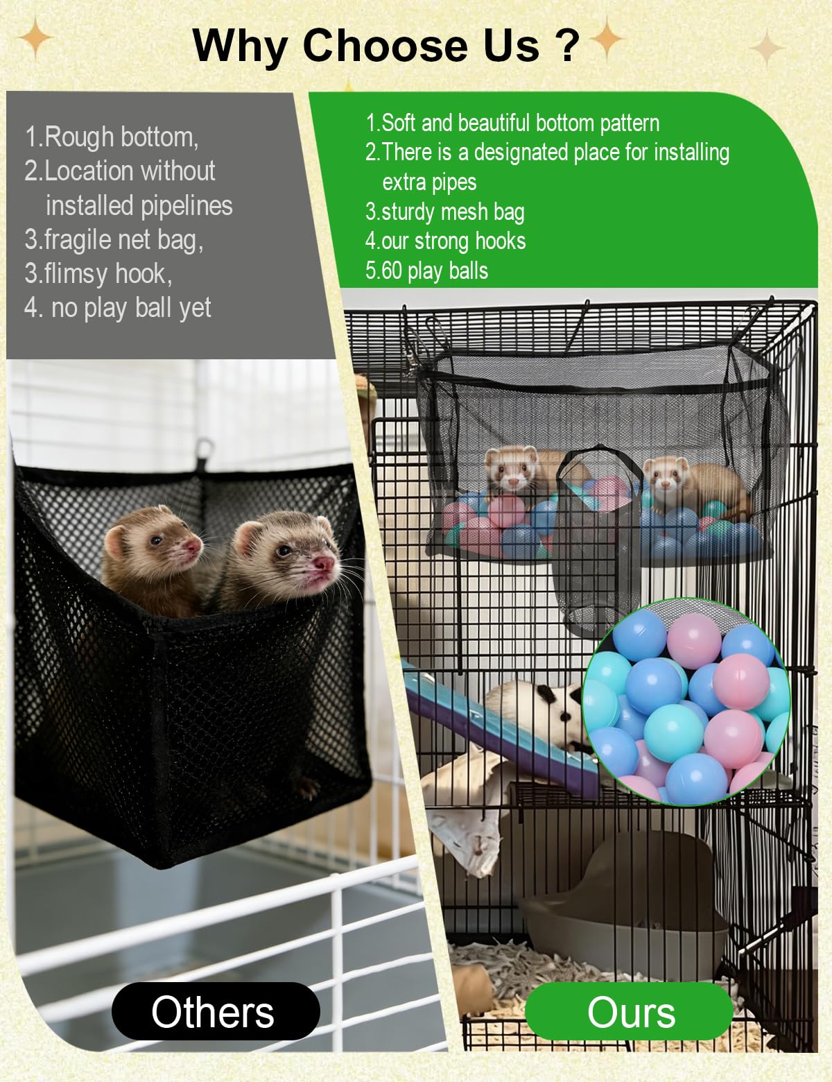 HAEZU breathable mesh keeps ferrets cool during play.