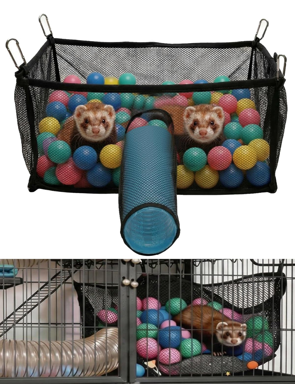 HAEZU Ferret Ball Pit with plush base offers cozy play and rest.