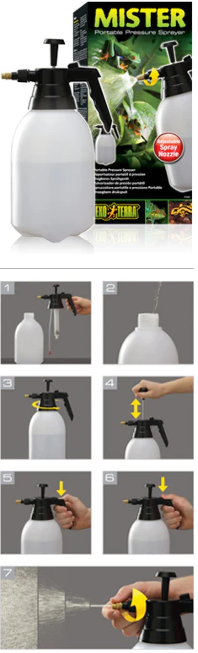 Hagen Exo Terra Mister locking mechanism enables continuous spraying.