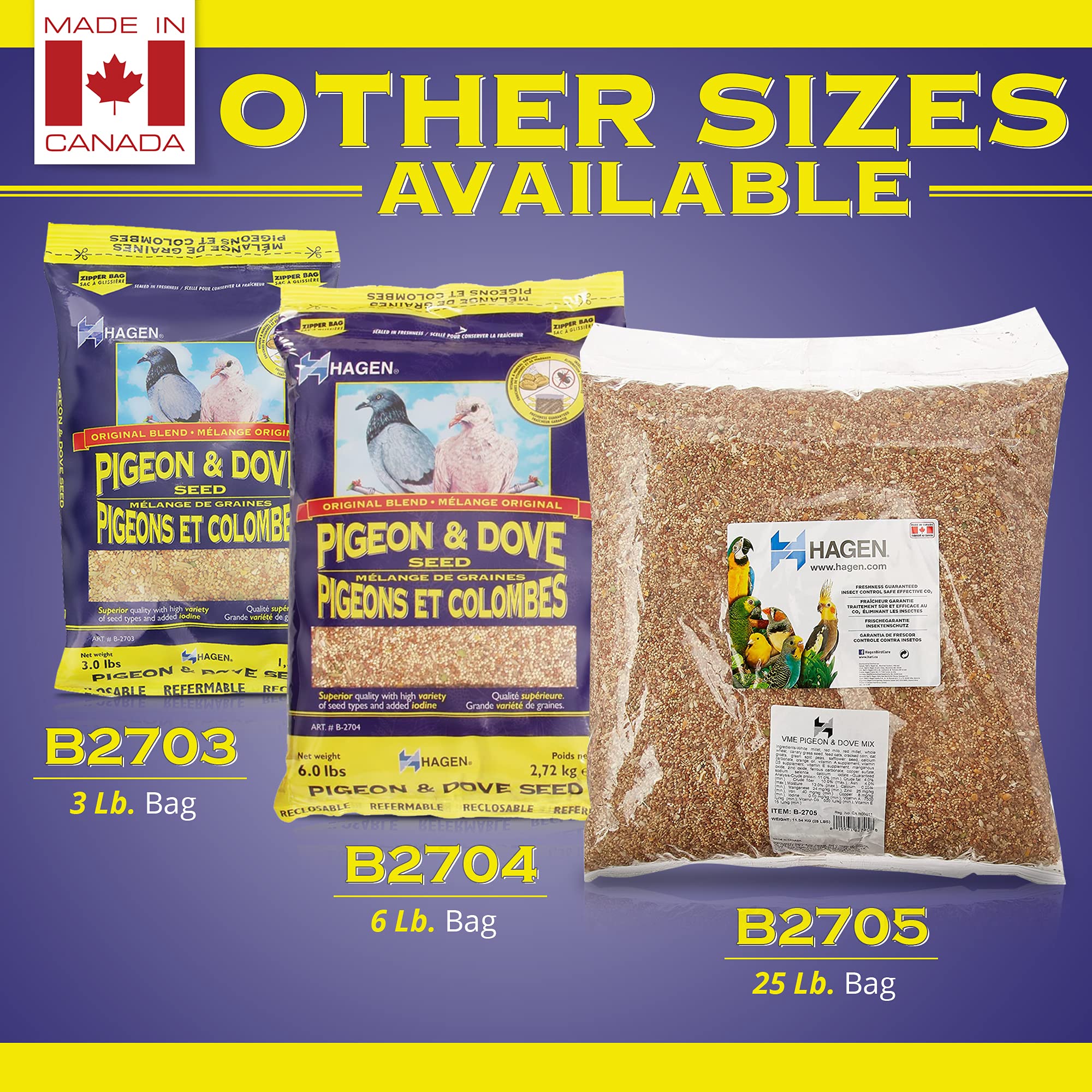Hagen Pigeon Dove Seed Mix bag label detail indicates quality control and freshness.