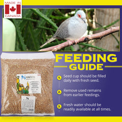Hagen Pigeon Dove Seed Mix vitamins minerals pack shows fortified nutrients for vitality.