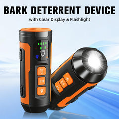 Haijunnm bark deterrent device LCD display shows mode and battery status.