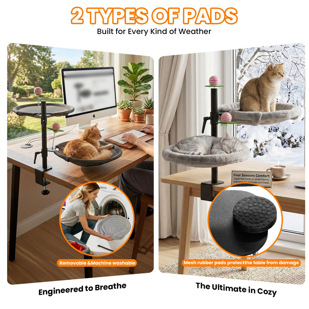 Haijunnm Double Cat Desk Bed anti-slip base protects your desk surface