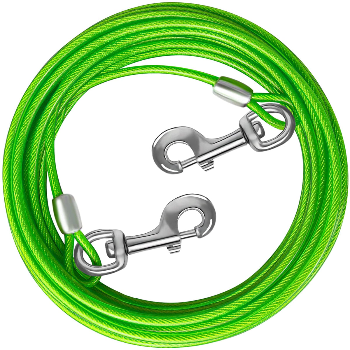 HaiYUAN dog tie out cable 10ft with clip for safe yard roaming.