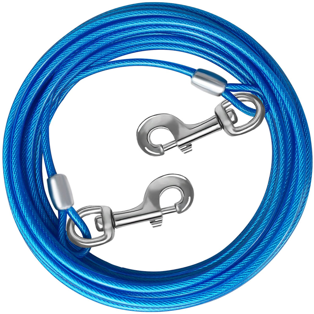 HaiYUAN dog tie-out cable 10ft in yard with PVC protection for safe, extended outdoor play.