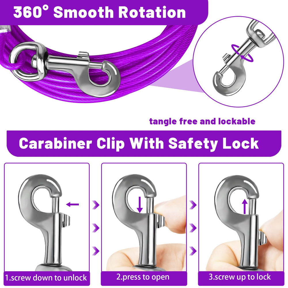 HaiYUAN dog tie-out cable 15ft for flexible outdoor play and safety.