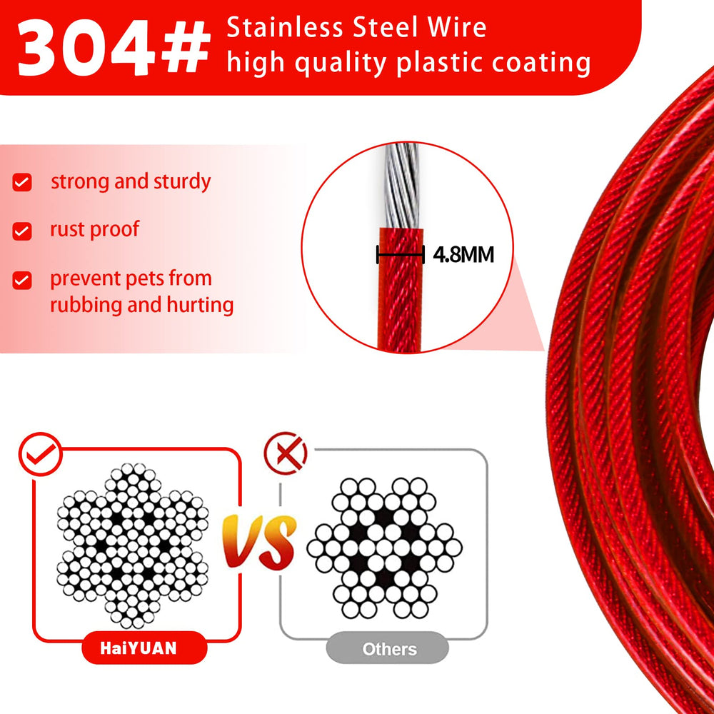 HaiYUAN dog tie out cable 20ft rotating clip for longer outdoor adventures