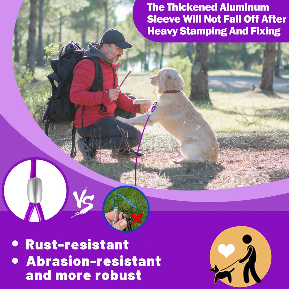 HaiYUAN dog tie-out 30ft cable for larger yards and trails.