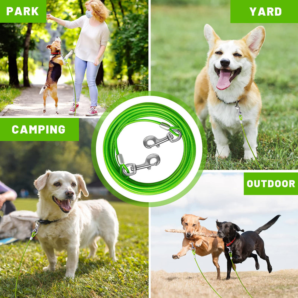 HaiYUAN dog tie out cable with 360° clip for tangle-free movement.