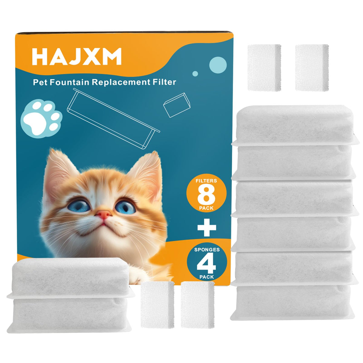 HAJXM cat water fountain filters shown from the side for easy replacement and ongoing hydration.