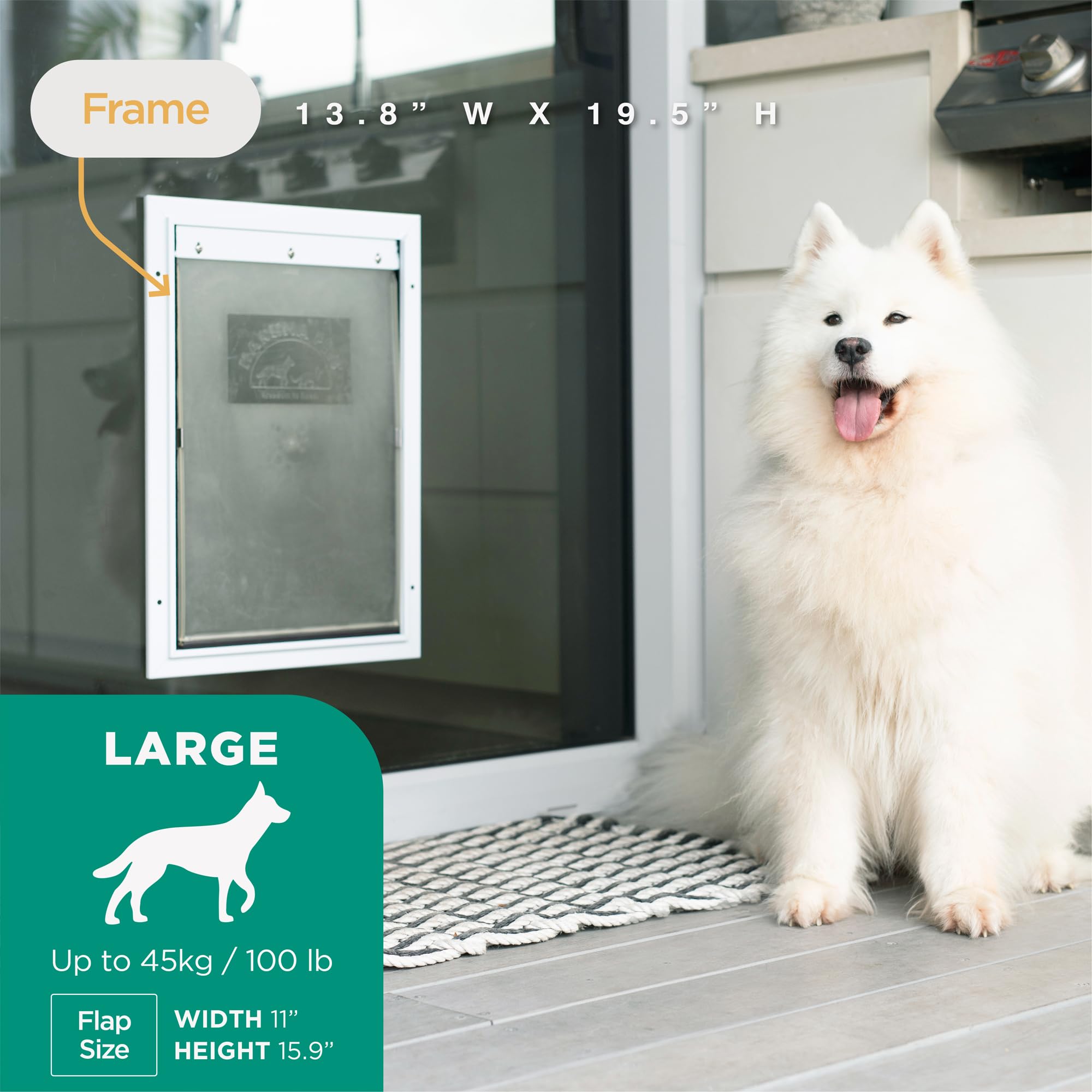 Hakuna Pets Deluxe 2-way locking panel securely controls pet access for peace of mind.