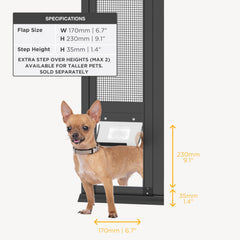 Hakuna Pets V2 panel installed in sliding track demonstrates tool-free setup