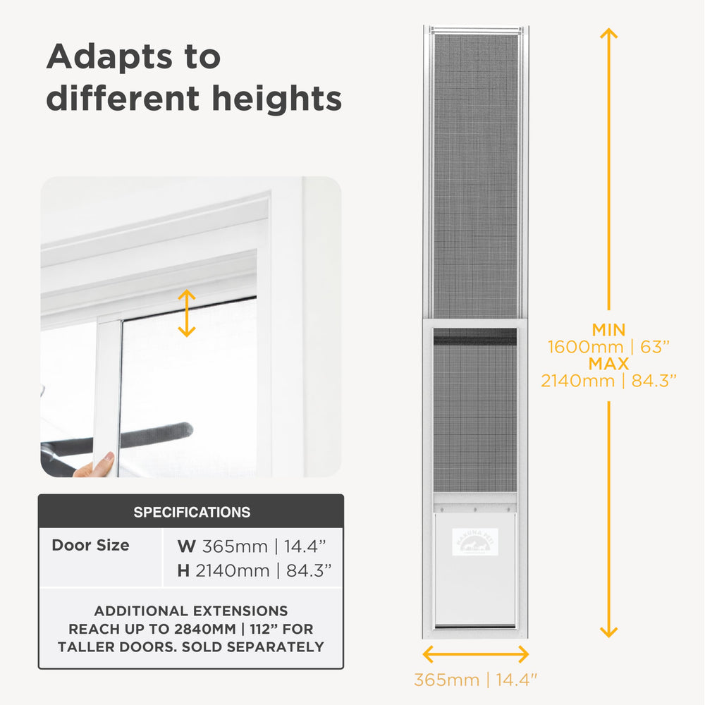 Hakuna Pets V2 size diagram shows width and height ranges for fit.