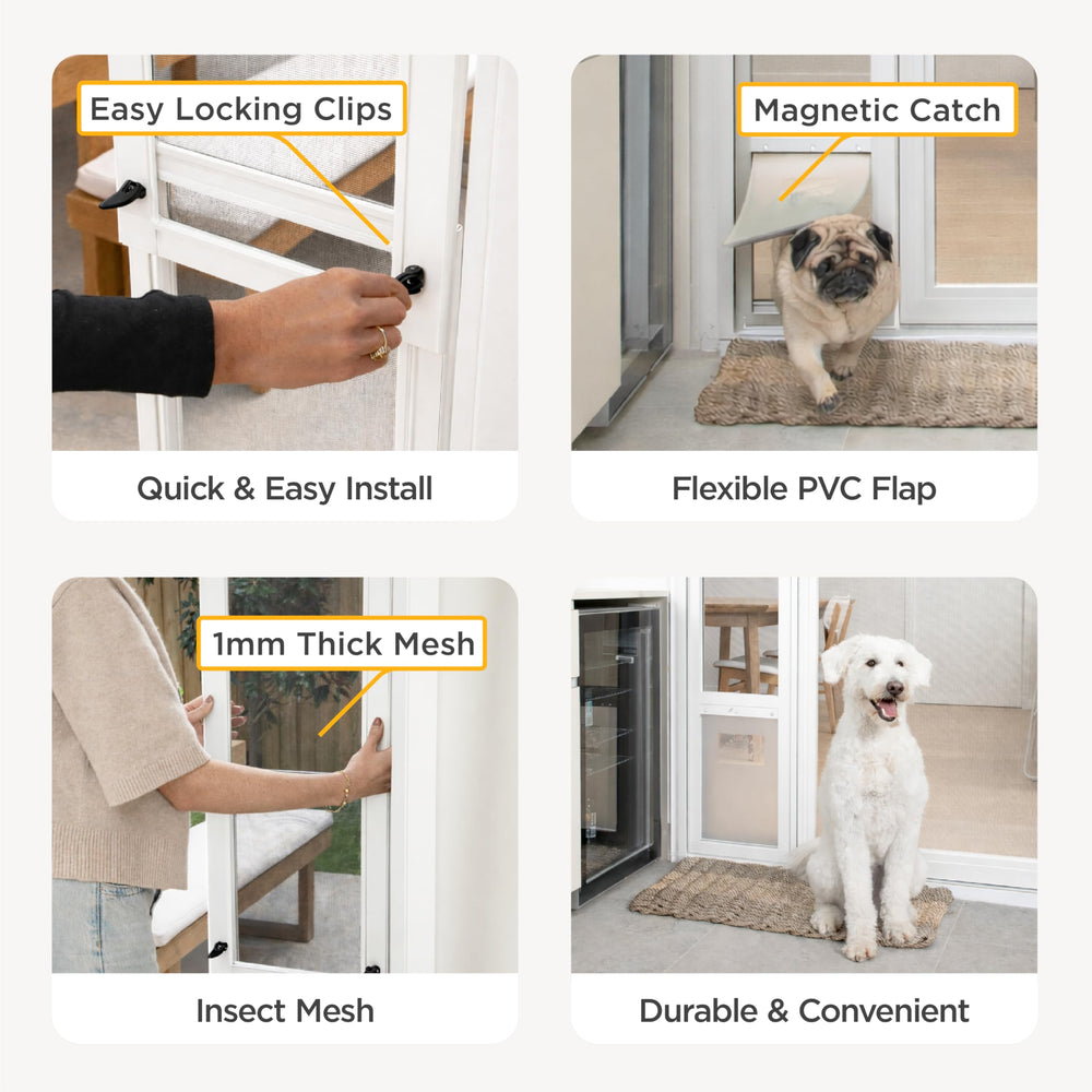 Hakuna Pets V2 UV-resistant flap endures sun exposure for outdoor use.