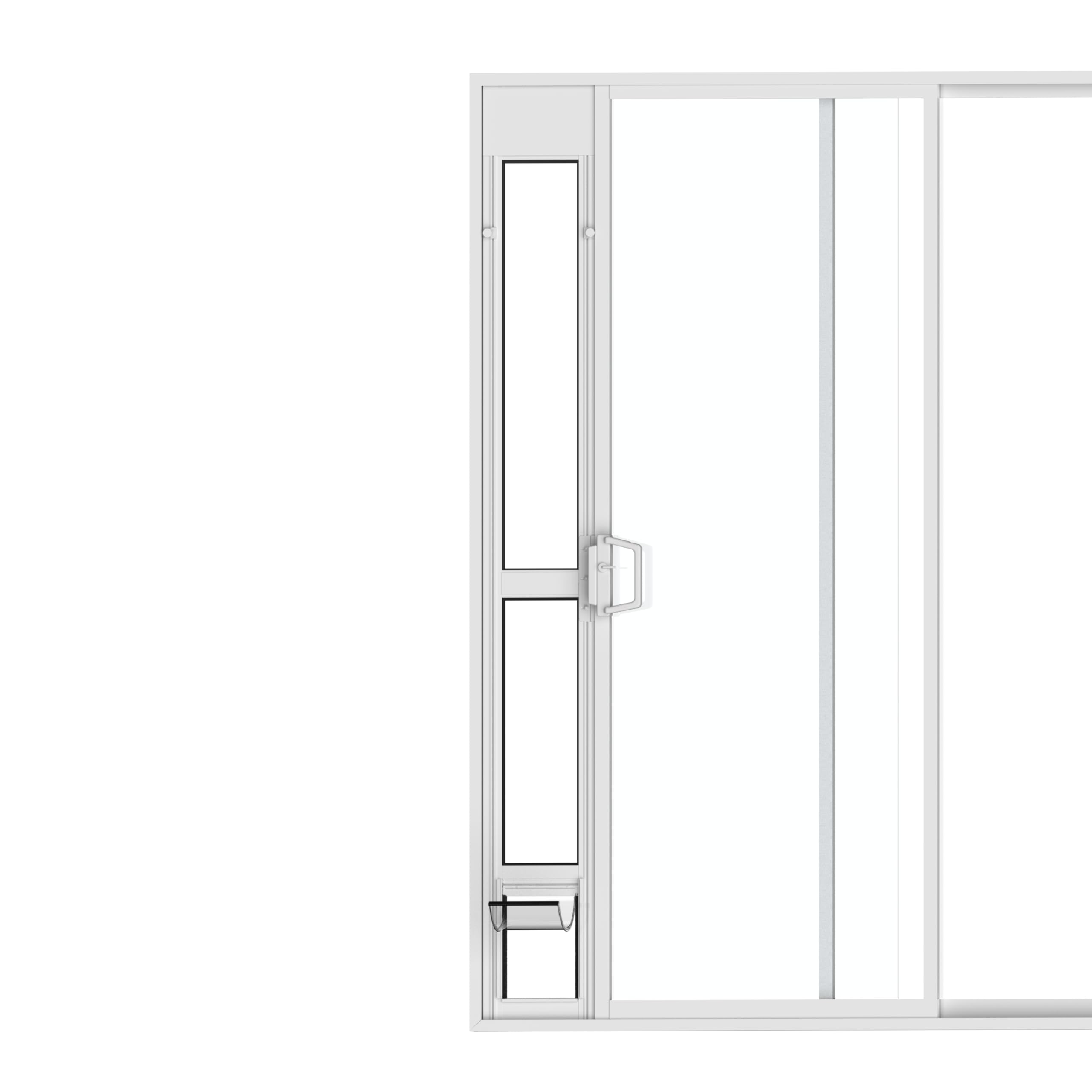 Hakuna Pets white glass patio door panel provides unobstructed outdoor view
