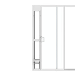 Hakuna Pets white glass patio door panel provides unobstructed outdoor view