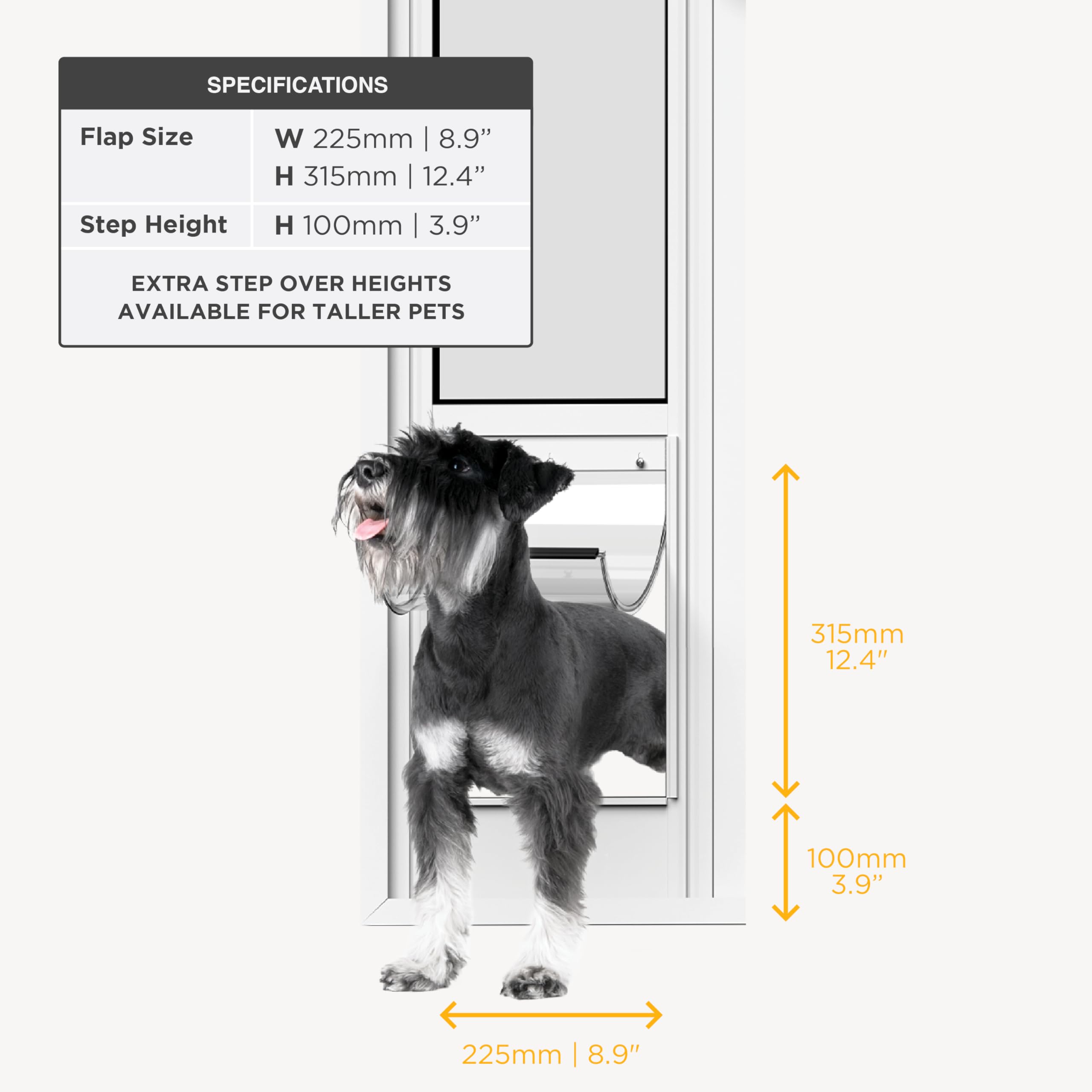 Hakuna Pets door frame detail shows a durable aluminum profile