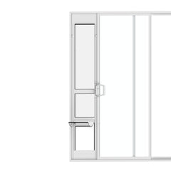 Hakuna Pets white glass patio pet door with locked frame for secure access.