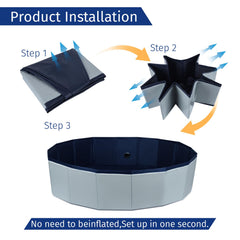 HALAGAS foldable cat pool in gray for bath or play.