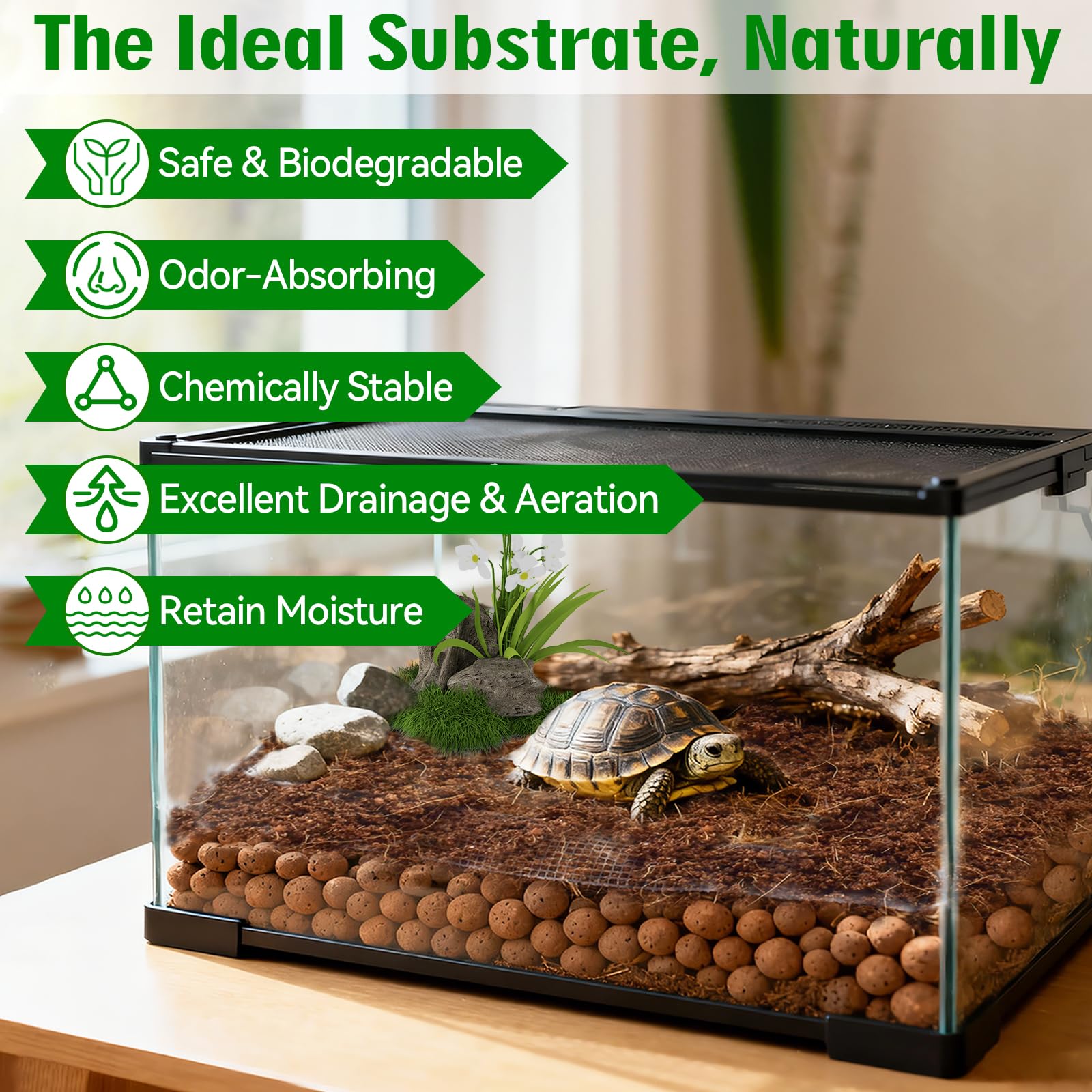 Halatool LECA balls absorb moisture and curb odors in enclosures.