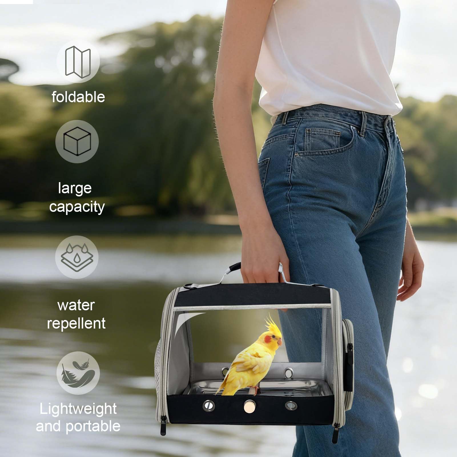 halinfer bird carrier collapsible carrier with adjustable shoulder strap for portability