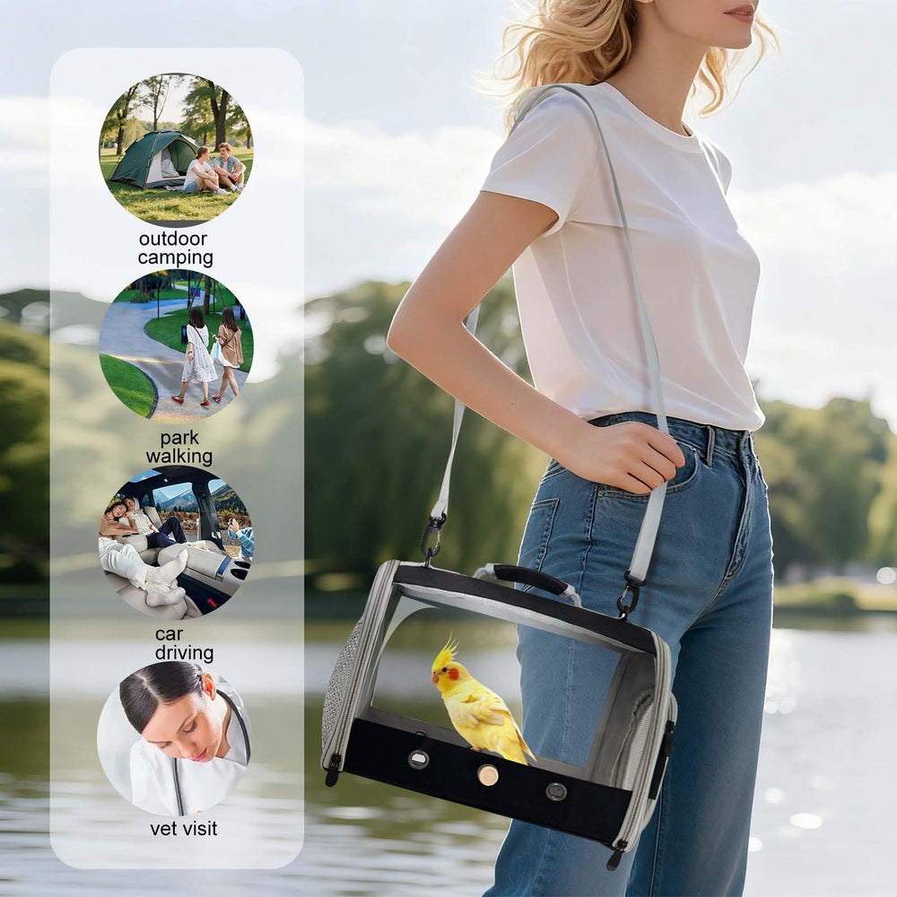 halinfer bird carrier removable bottom tray for easy cleaning after travel